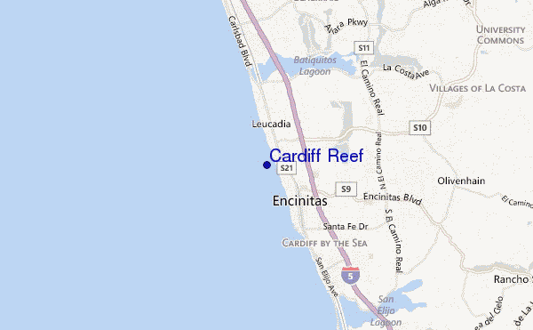 mapa de ubicación de Cardiff Reef