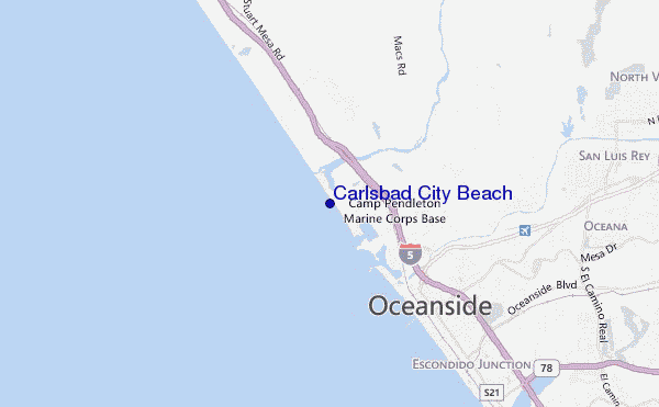 mapa de ubicación de Carlsbad City Beach