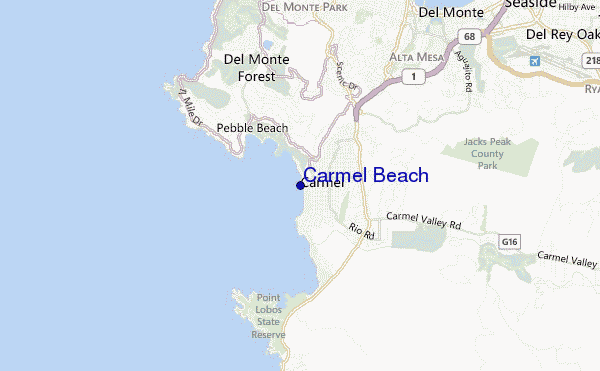 mapa de ubicación de Carmel Beach