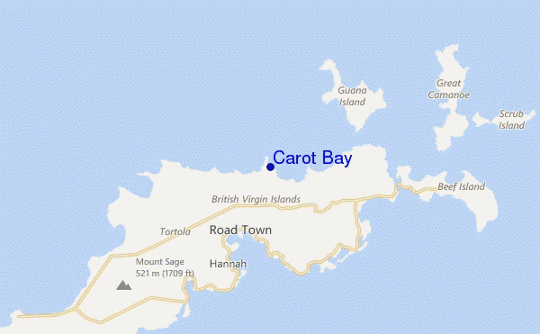 mapa de ubicación de Carot Bay