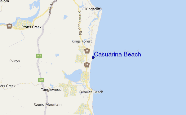 mapa de ubicación de Casuarina Beach