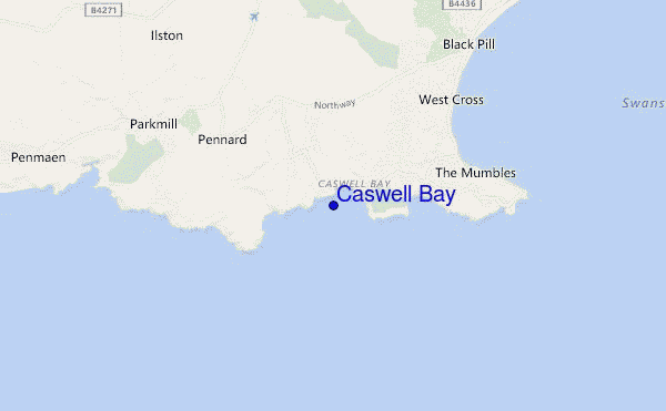 mapa de ubicación de Caswell Bay