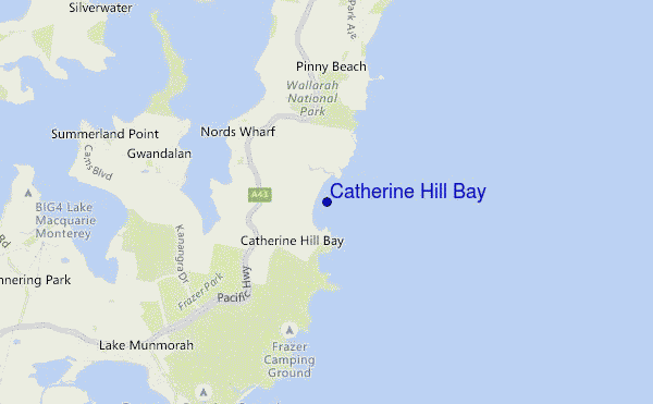 mapa de ubicación de Catherine Hill Bay