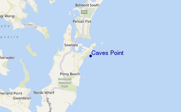 mapa de ubicación de Caves Point