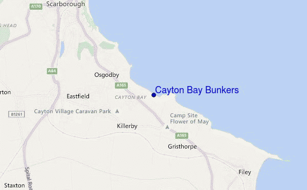 mapa de ubicación de Cayton Bay Bunkers