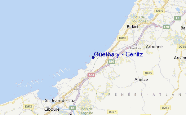 mapa de ubicación de Guethary - Cenitz