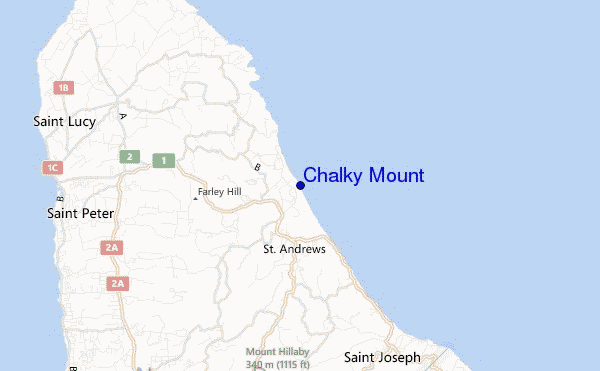 mapa de ubicación de Chalky Mount