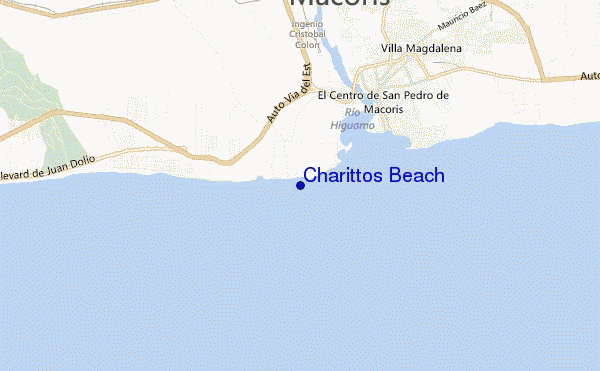 mapa de ubicación de Charittos Beach