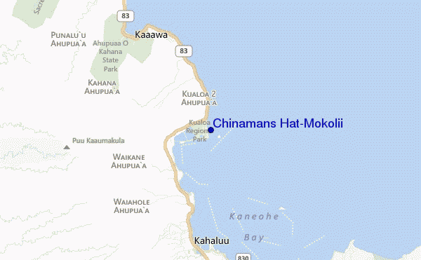 mapa de ubicación de Chinamans Hat/Mokolii