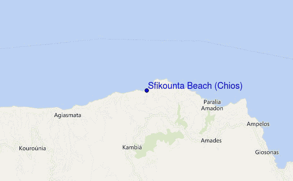 mapa de ubicación de Sfikounta Beach (Chios)