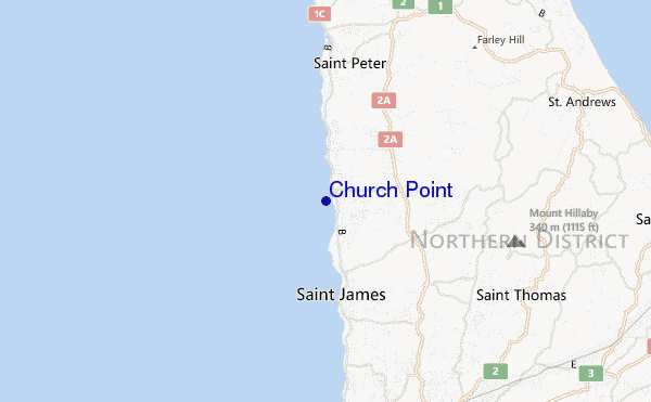 mapa de ubicación de Church Point