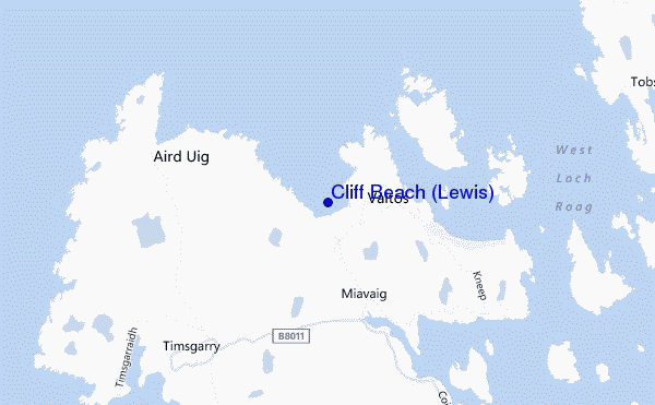 mapa de ubicación de Cliff Beach (Lewis)