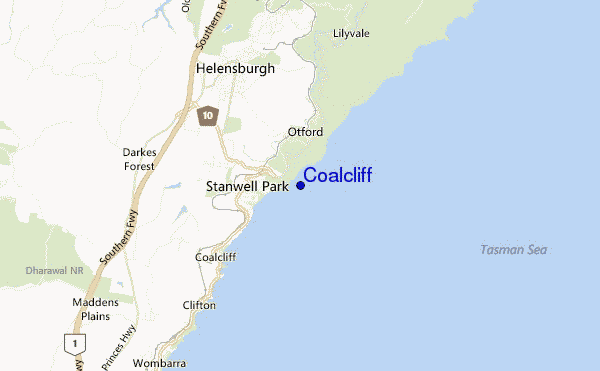 mapa de ubicación de Coalcliff