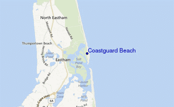 mapa de ubicación de Coastguard Beach