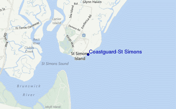 mapa de ubicación de Coastguard/St Simons