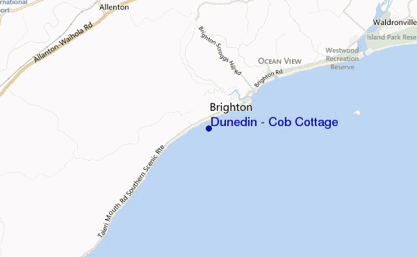 mapa de ubicación de Dunedin - Cob Cottage