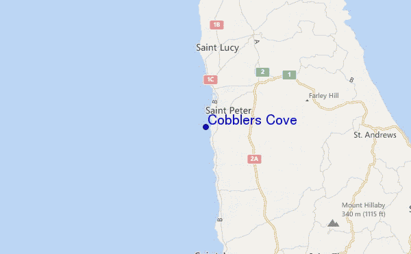 mapa de ubicación de Cobblers Cove