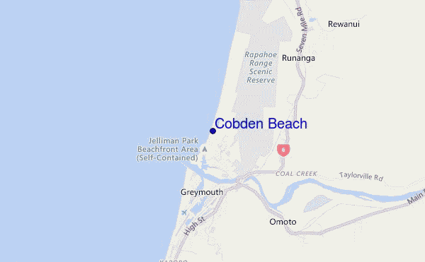 mapa de ubicación de Cobden Beach