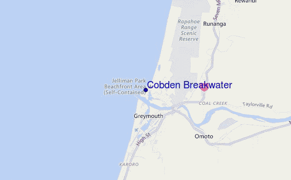 mapa de ubicación de Cobden Breakwater