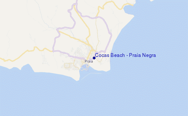 mapa de ubicación de Cocas Beach / Praia Negra