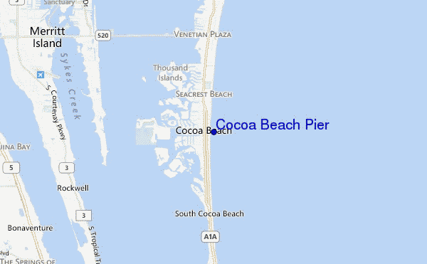 mapa de ubicación de Cocoa Beach Pier