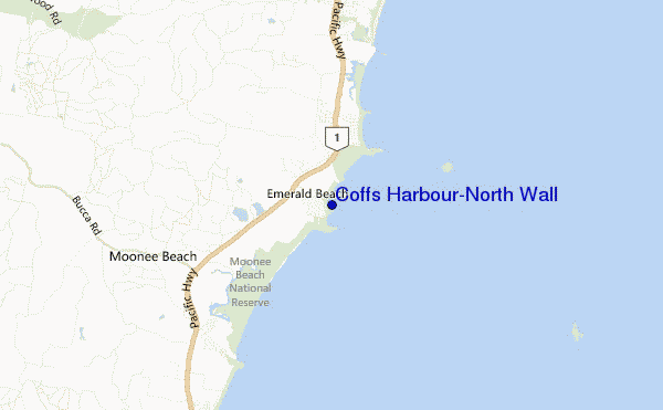 mapa de ubicación de Coffs Harbour-North Wall