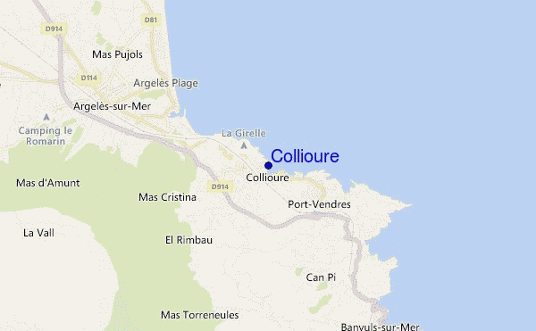 mapa de ubicación de Collioure