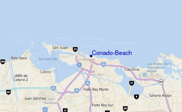 mapa de ubicación de Conado-Beach