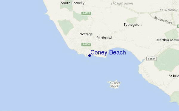 mapa de ubicación de Coney Beach