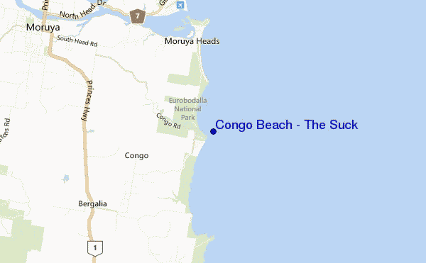 mapa de ubicación de Congo Beach - The Suck