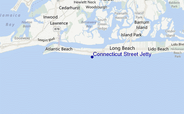 mapa de ubicación de Connecticut Street Jetty
