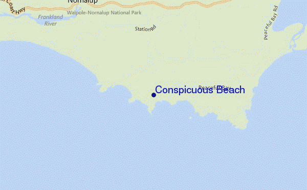 mapa de ubicación de Conspicuous Beach