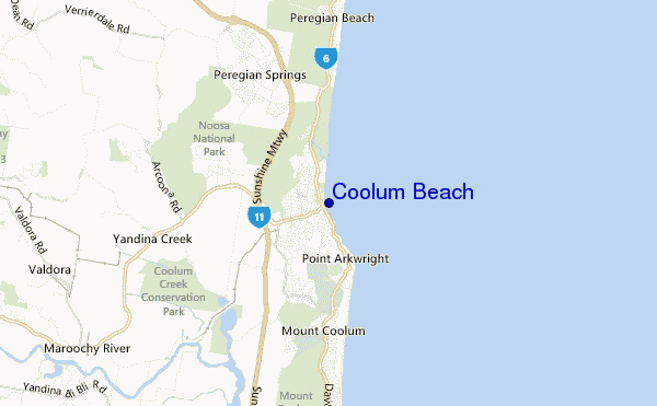 mapa de ubicación de Coolum Beach