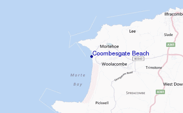 mapa de ubicación de Coombesgate Beach