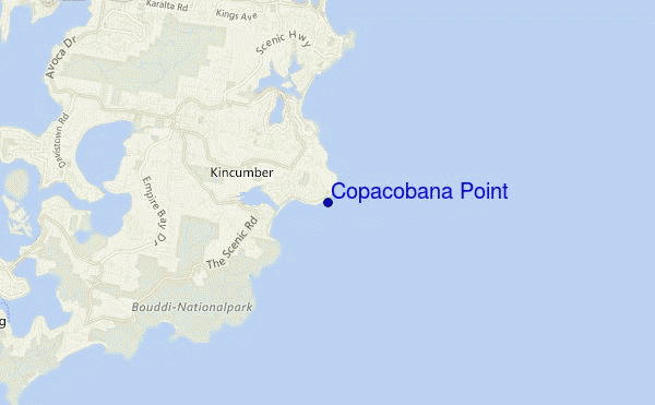 mapa de ubicación de Copacobana Point