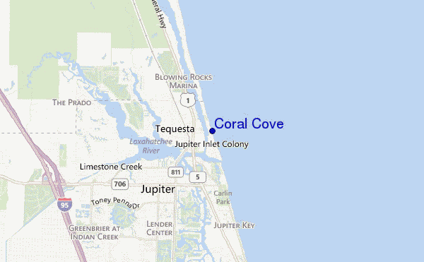 mapa de ubicación de Coral Cove