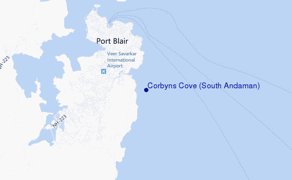 mapa de ubicación de Corbyns Cove (South Andaman)