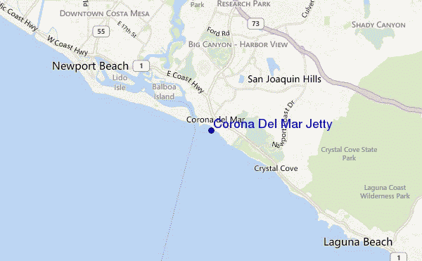 mapa de ubicación de Corona Del Mar Jetty