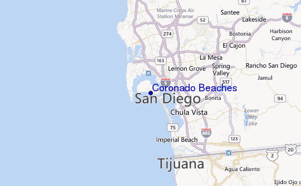 Coronado Beaches Location Map