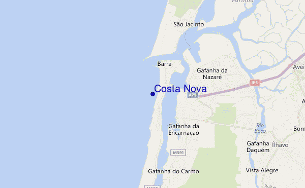 mapa de ubicación de Costa Nova