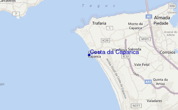 mapa de ubicación de Costa da Caparica