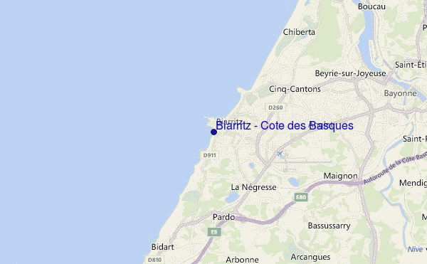 mapa de ubicación de Biarritz - Cote des Basques