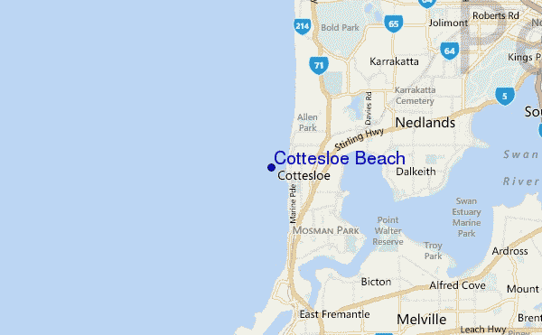 mapa de ubicación de Cottesloe Beach