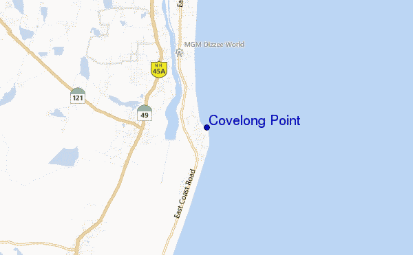 mapa de ubicación de Covelong Point