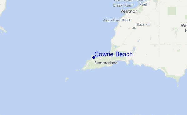 mapa de ubicación de Cowrie Beach
