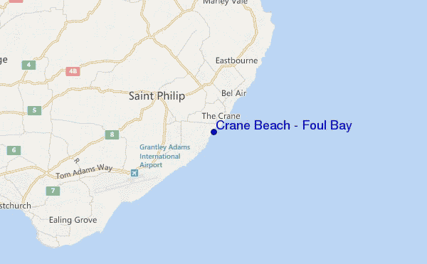 mapa de ubicación de Crane Beach / Foul Bay