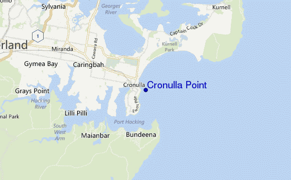 mapa de ubicación de Cronulla Point