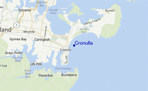 mapa de ubicación de Cronulla