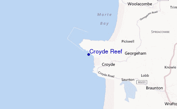 mapa de ubicación de Croyde Reef