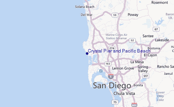 Crystal Pier and Pacific Beach Location Map